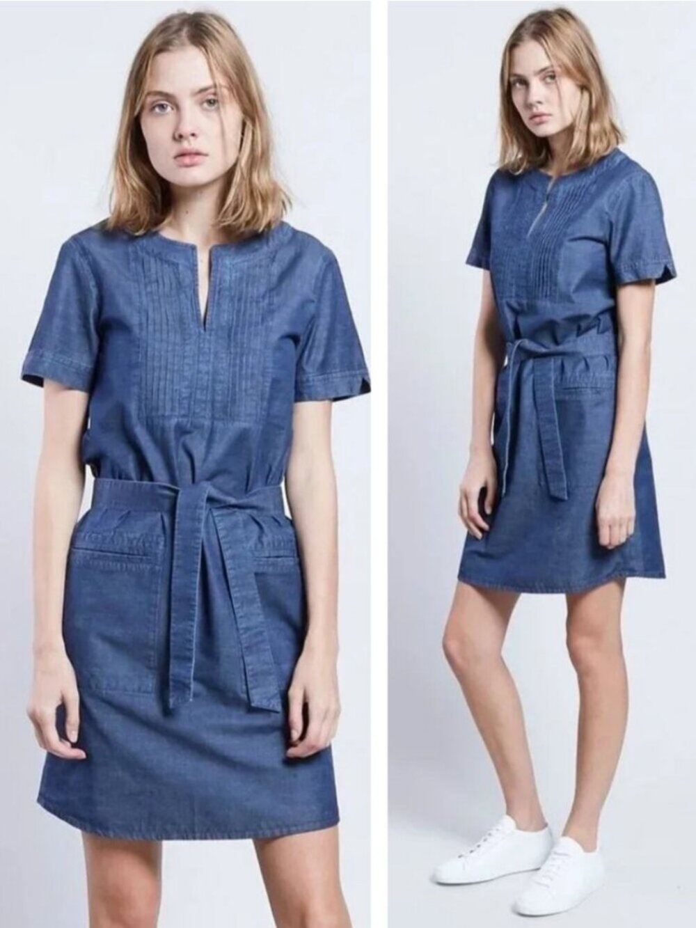 A.P.C. Jess Italian Chambray Cotton Dress In Indigo Size 8 / 10 US
